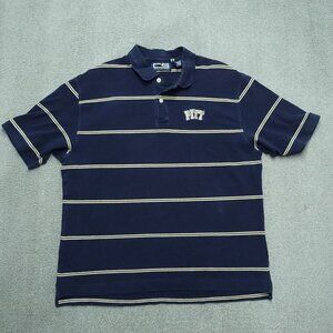 Crable Sportswear Polo Shirt Men XL Univ of Pittsburgh Blue Striped Cotton